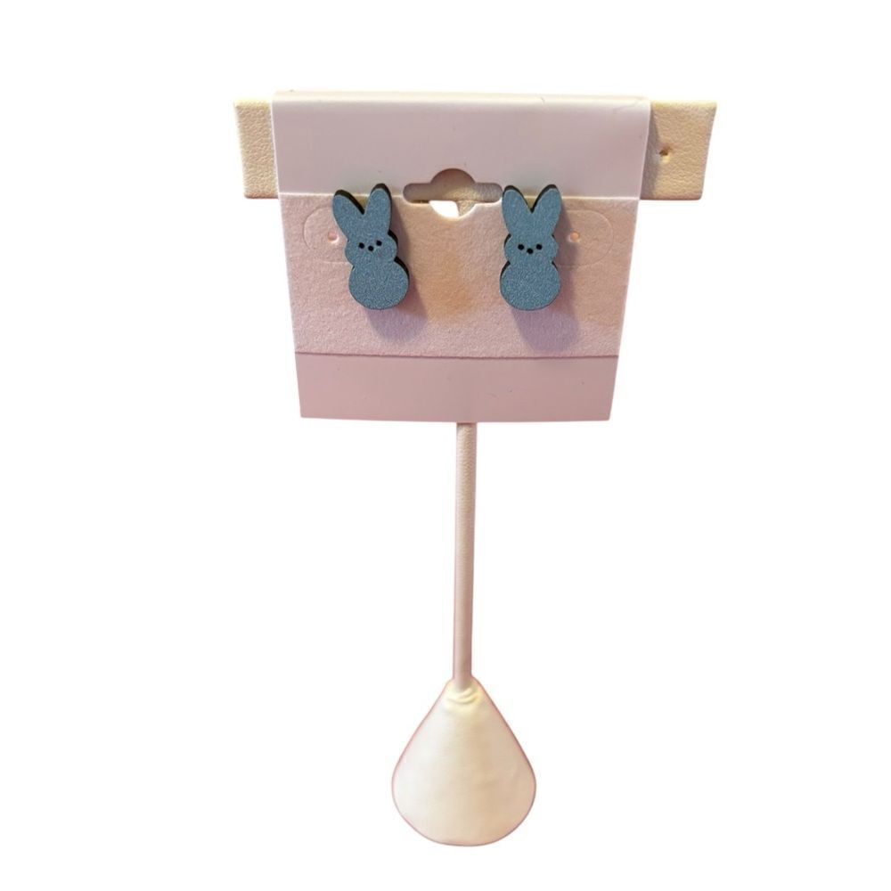 Adorable Handmade Small Blue Bunny Earrings.
